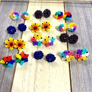 12 pairs huichol earrings handmade